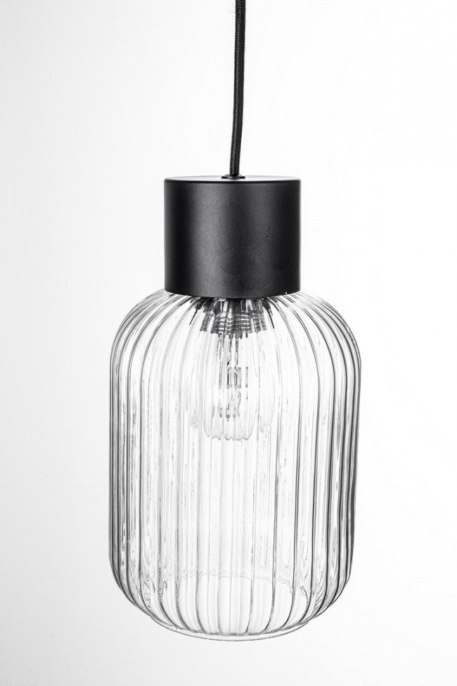 Lampadario 1 luce trasparente-nero D.15x120h