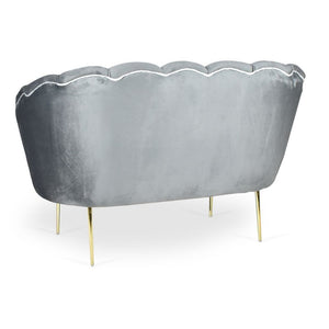 Divano due posti Orel in velluto Babyface 21 grigio piedini oro H76xL130xP70