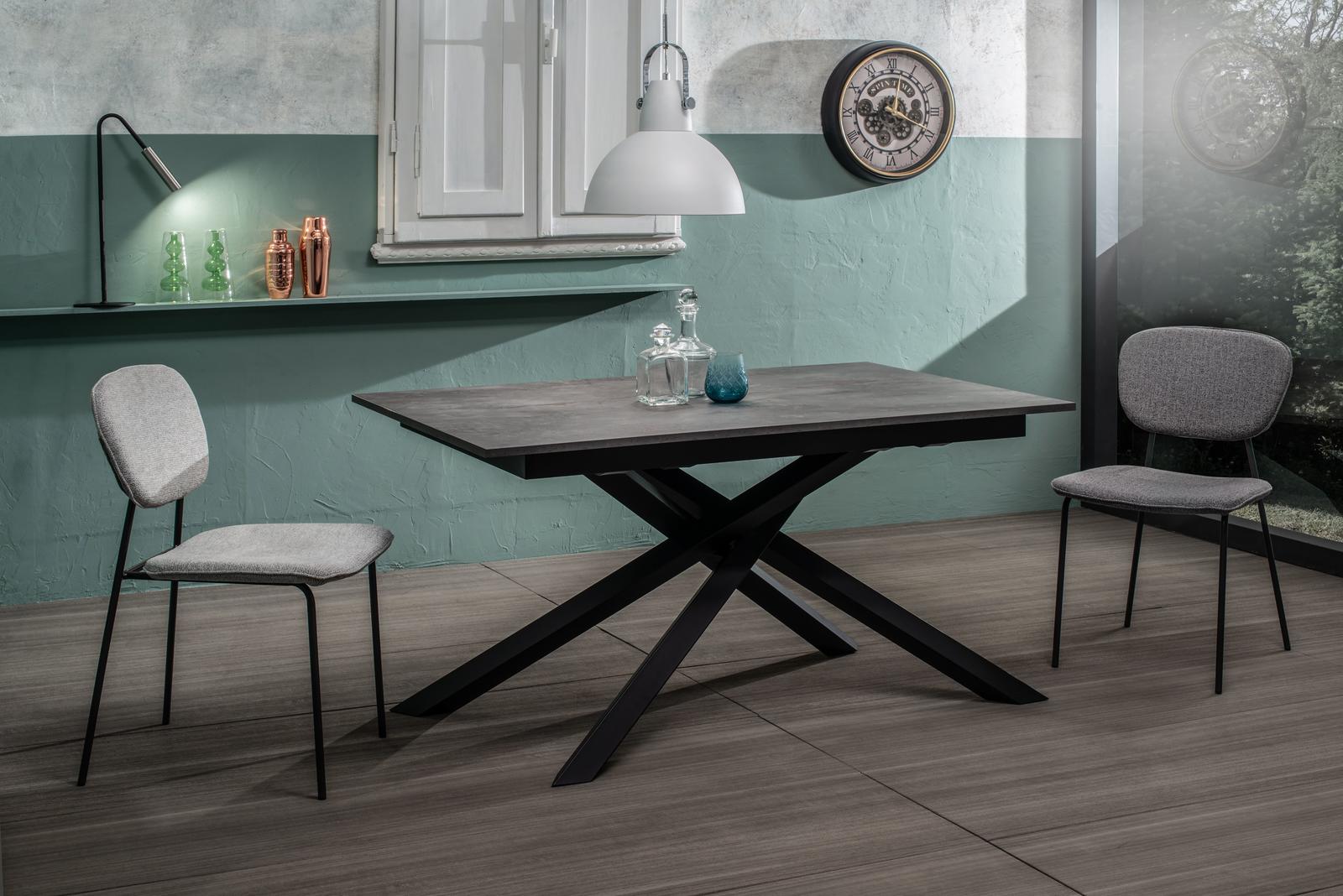 Tavolo allungabile cemento grigio - nero 90 cm x 140- 190 cm H. 76 cm