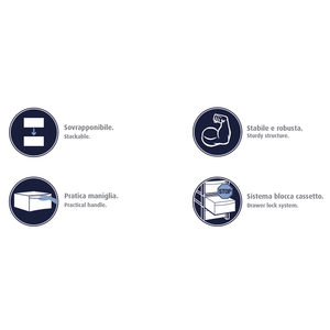 Cassettiera Tower 3 cassetti grigio 38x38x59 cm