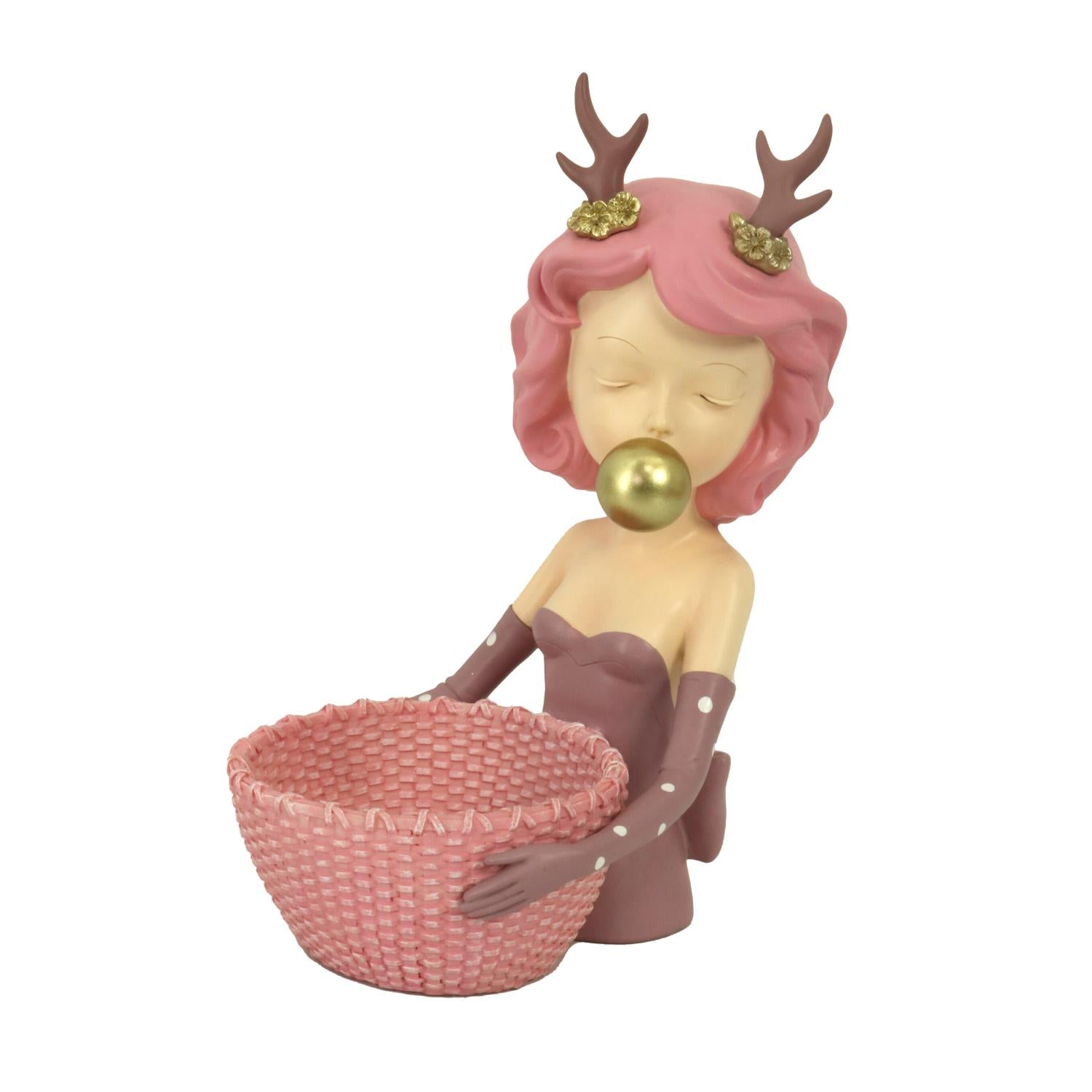 Donna resina rosa cm21x15,8h29,3