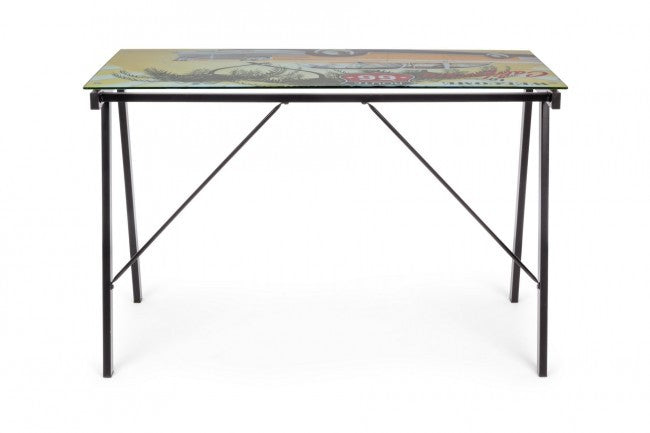 Scrivania Young California piano in vetro 113x58 cm