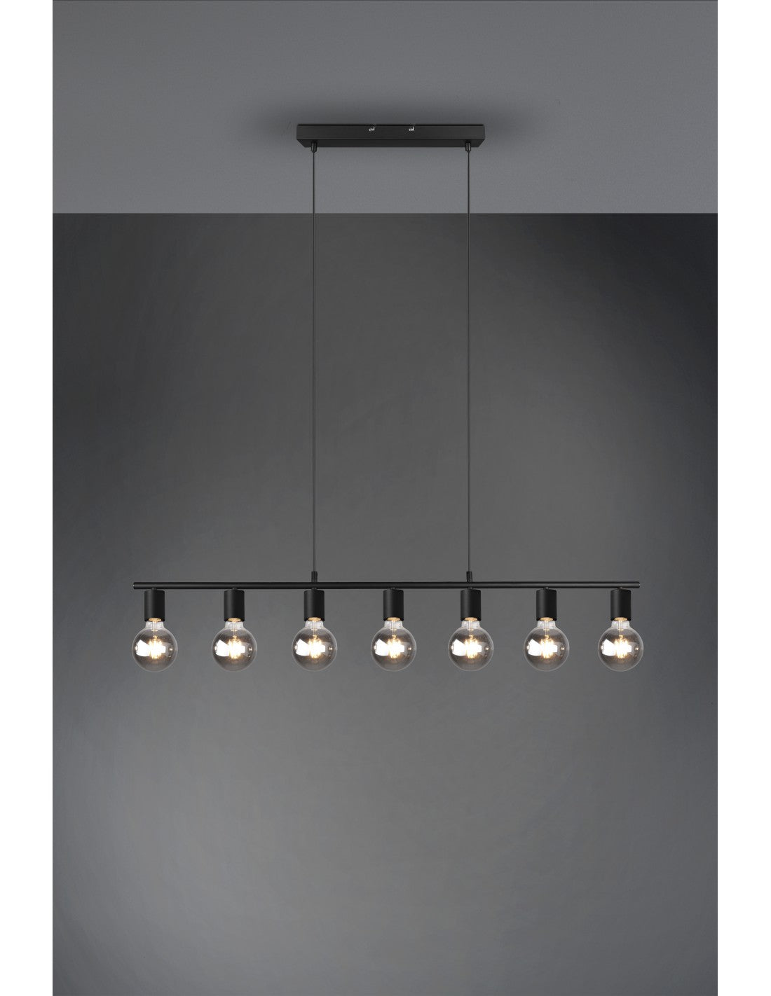 Sospensione 7xE27 Vannes Nero L110 cm Trio Lighting