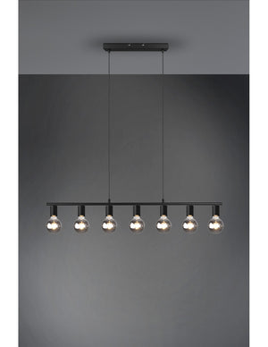 Sospensione 7xE27 Vannes Nero L110 cm Trio Lighting
