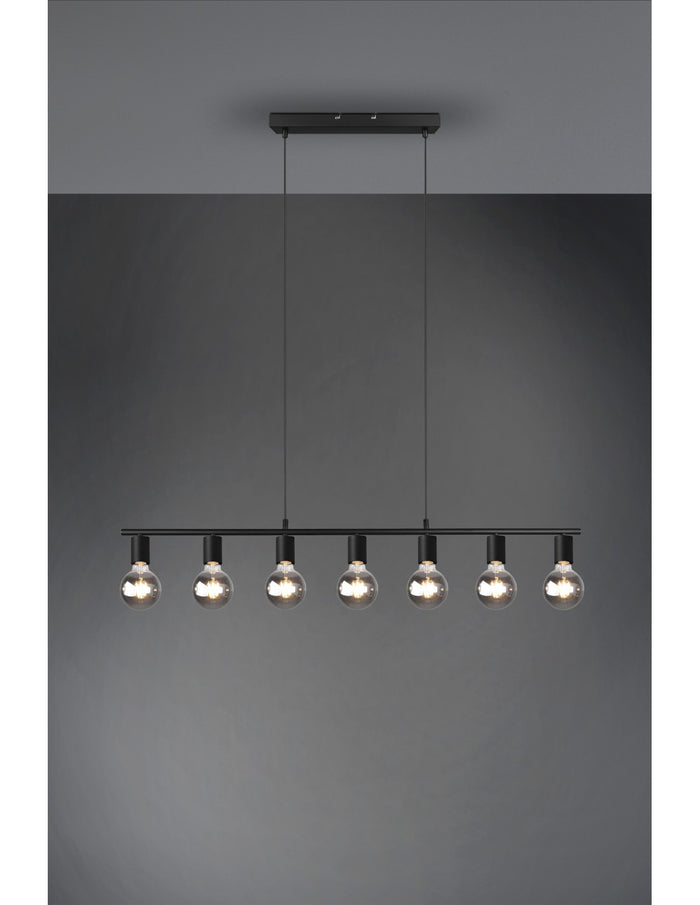 Sospensione 7xE27 Vannes Nero L110 cm Trio Lighting