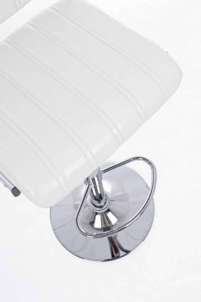 Sgabello bar acciaio ecopelle bianco Barclay cm 46 x 51,5 x 88,5 
