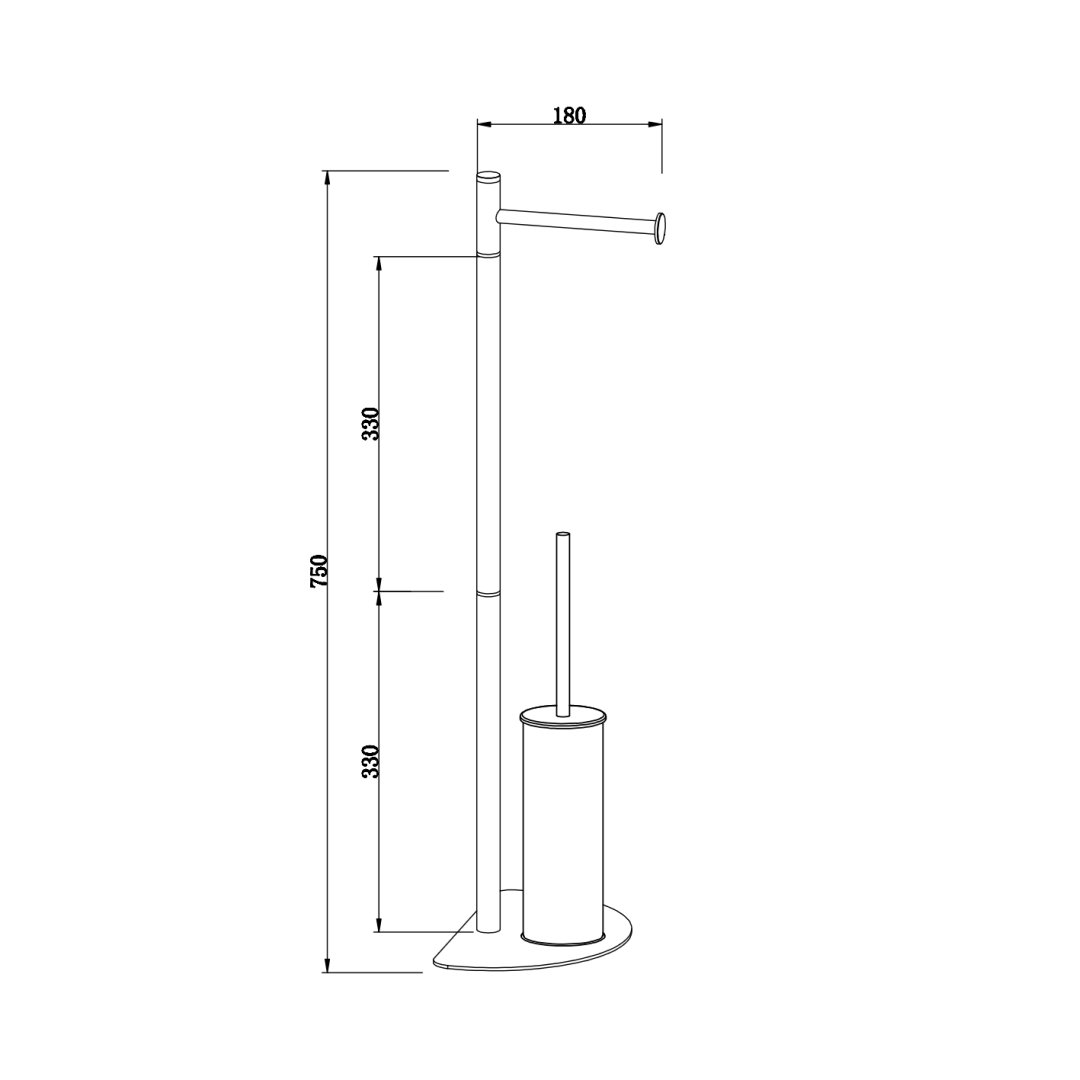 Portarotolo e portascopino cromati con base a mezzaluna