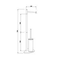 Portarotolo e portascopino cromati con base a mezzaluna