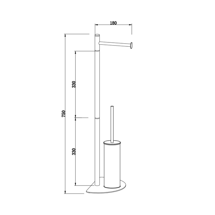 Portarotolo e portascopino cromati con base a mezzaluna