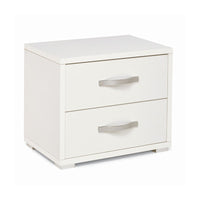 Comodino con 2 cassetti bianco frassinato in legno nobilitato 36x52xH 43