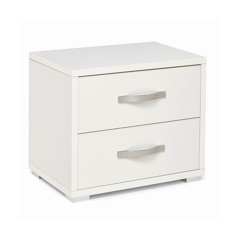 Comodino con 2 cassetti bianco frassinato in legno nobilitato 36x52xH 43