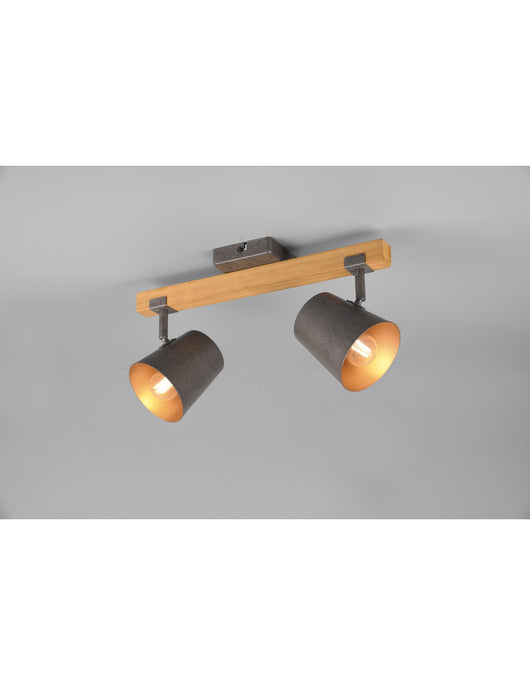 Faretto Doppio Spot Orientabile Legno E Metallo Nichel Bell Trio Lighting