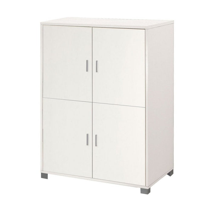 Mobiletto quattro ante con ripiani per ufficio Bianco Venato 107x41x h162 cm