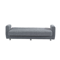 Divano letto 3 posti in tessuto grigio con contenitore 214x80xH.83 cm