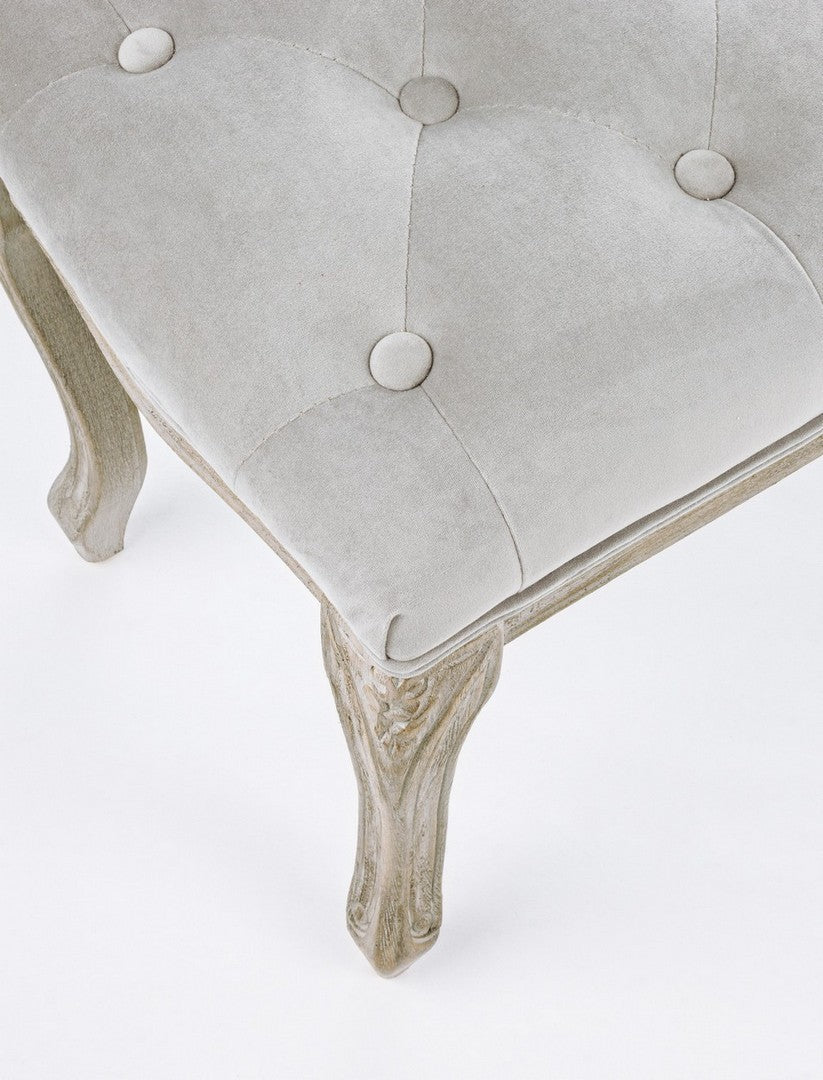 Panca classica legno velluto grigio Mathilde cm 110 x 36 x 47