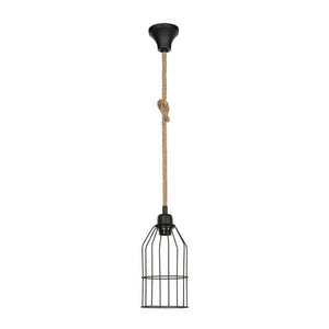 Lampada a sospensione Halat ASZ0549 in metallo nero e corda EFFEZ