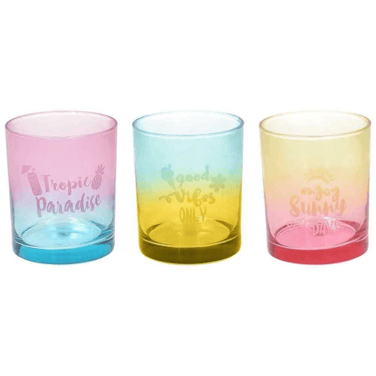 Set 3 Bicchieri 280 Cc Vetro Multicolor Linea Sunset