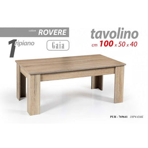 Tavolino basso da salotto rovere Con un ripiano cm 100x 50 x 40 h