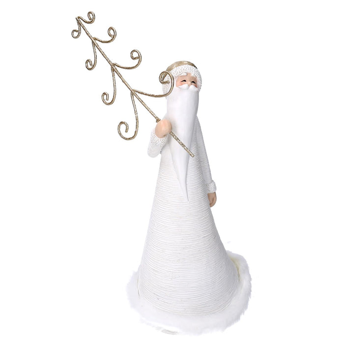 Babbo natale resina con albero bianco cm13x12h27