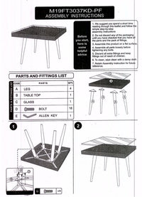 Tavolo Polyrattan Adila quadrato noce con vetro  cm90x90xh77