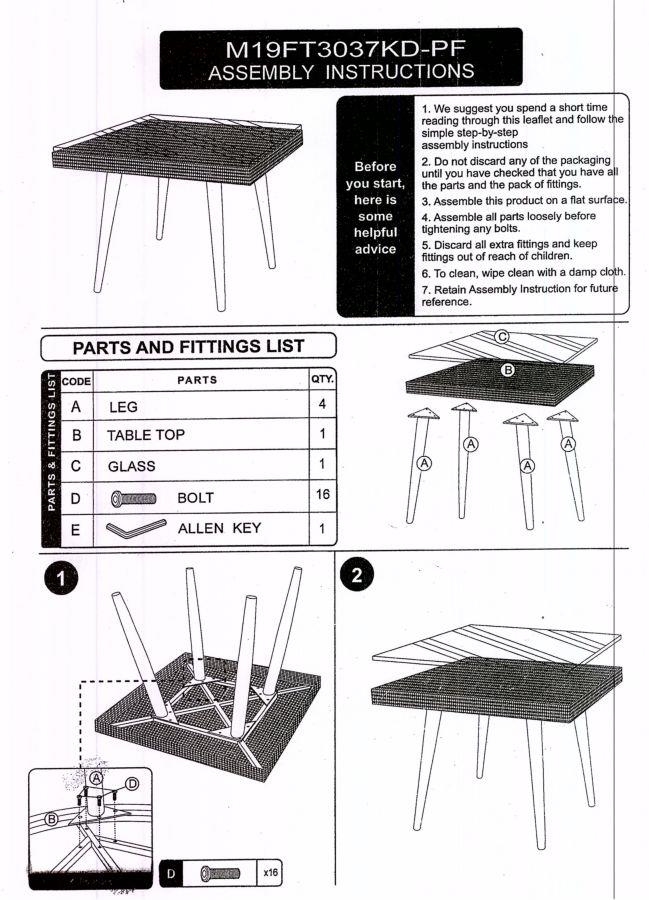 Tavolo Polyrattan Adila quadrato noce con vetro  cm90x90xh77