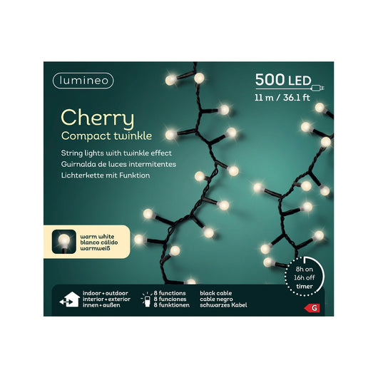 Luci LED Cherry Light nero/bianco caldo 1100cm 8Funz OUT
