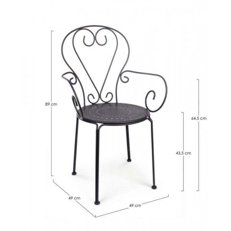 Sedia da giardino Etienne in acciaio cm  49x49x h89