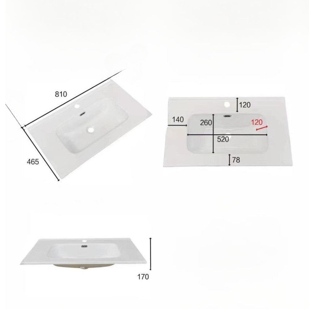 Lavabo da appoggio 81x46.5x14 cm bianco