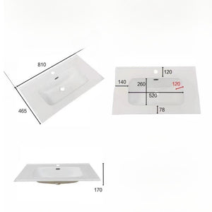 Lavabo da appoggio 81x46.5x14 cm bianco