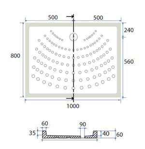 Piatto Doccia 80x120xh.6 cm Rett. In Ceramica Bianca Dianhydro