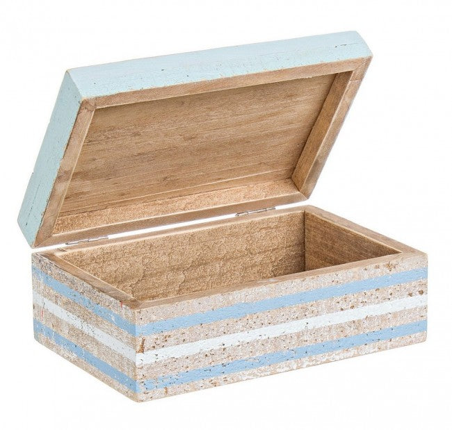 4x Scatola rettangolare azzurra 16,5x11x7h in legno