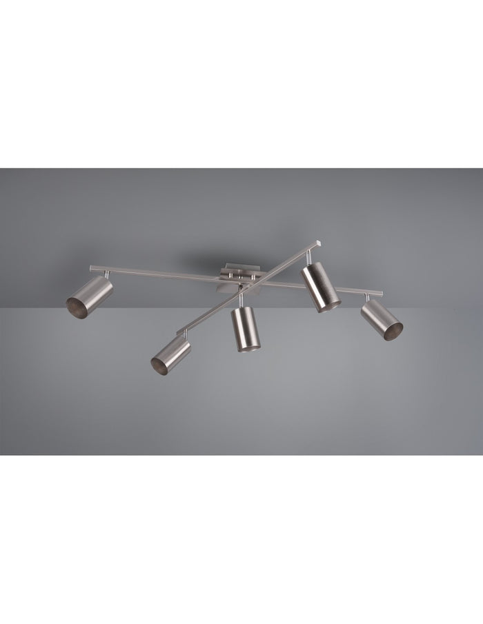 Plafoniera 5 Faretti Orientabili Marley Nichel Trio Lighting
