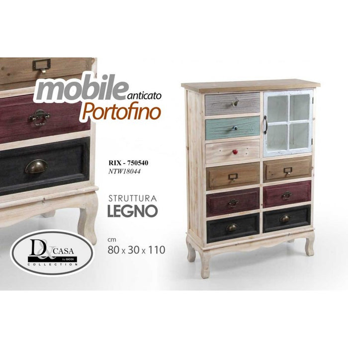 Credenza con vetrina shabby anticata cm 80 x 30 x 110 h