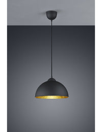 Sospensione Cupola Jimmy 1xE27 Nero E Oro Ø31 cm Trio Lighting