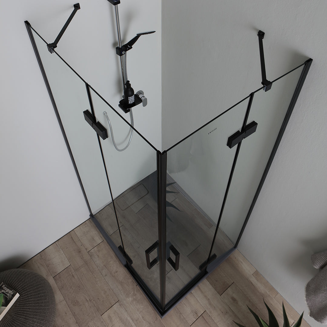 Cabina doccia nera 90x70 vetro trasparente