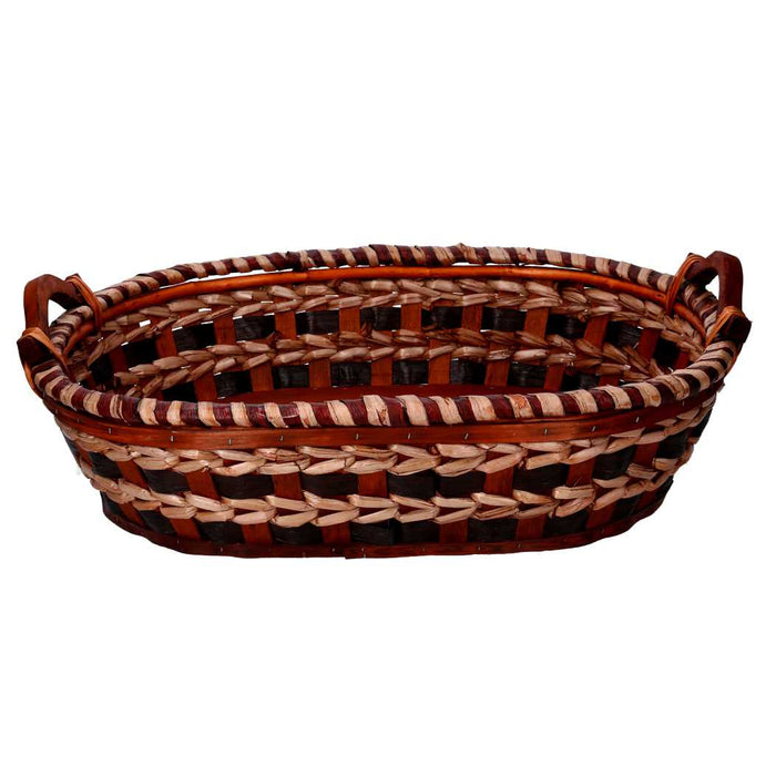 Cesta vimini intreccio crema noce ovalecm55x43h13