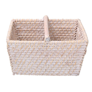 Portatutto rattan algarve bianco rettangolare cm26x21h15