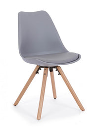 Sedia moderna legno plastica similpelle grigio New trend cm 59 x 49 x 83,5