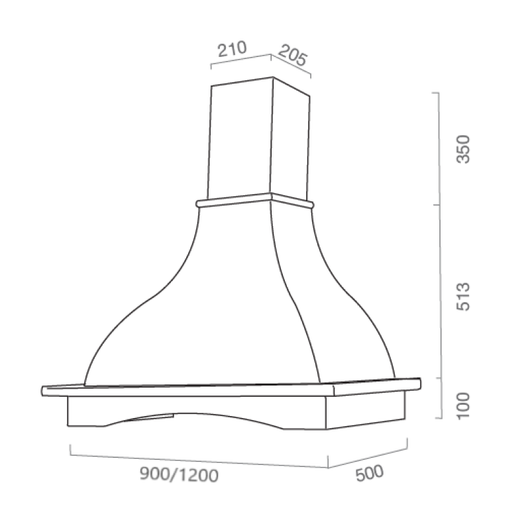 Cappa aspirante PROVENZA in acciaio inox bianca e cornice in legno cm 120