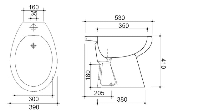 Bidet eco champagne con rubinetto erogazione
