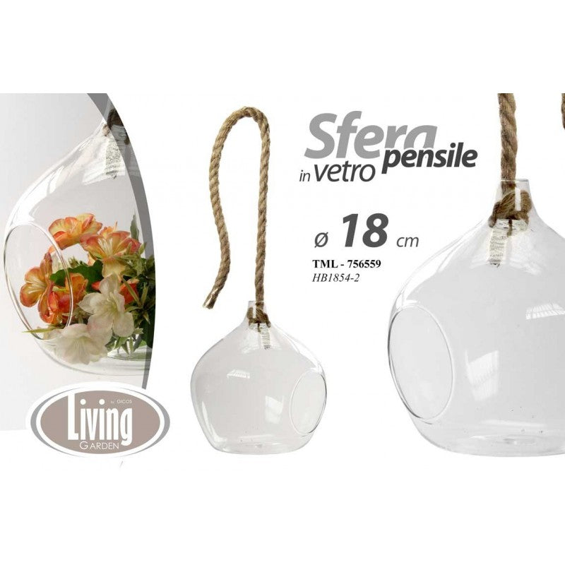 8x Sfera in vetro pensile decoupage cerimonie portapiante cm 18