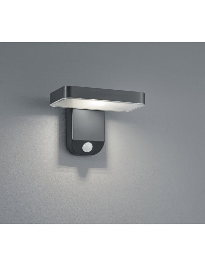 Applique Esquel Led Antracite IP44 Con Sensore Movimento Ad Energia Solare Trio Lighting