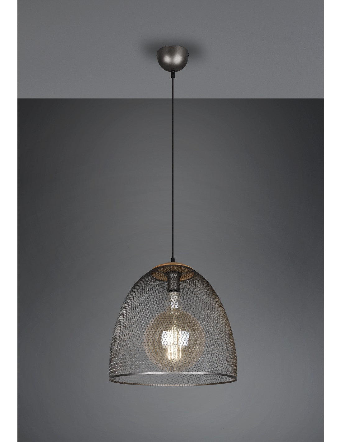 Sospensione Ivar Nichel Antico Diffusore A Parabola Con Rete Ø40 cm Trio Lighting