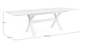 Tavolo allungabile giardino Kenyon bianco cm 180-240 x 100