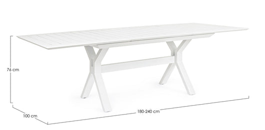 Tavolo allungabile giardino Kenyon bianco cm 180-240 x 100