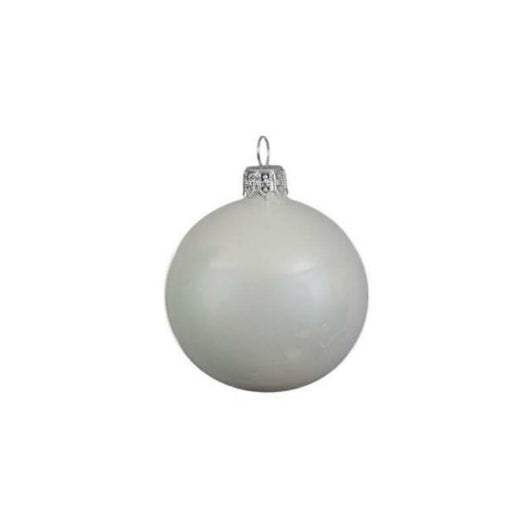 Box Da  6 Decoro Albero Natale Vetro Pallina Bianco Neve Lucido Cm 6