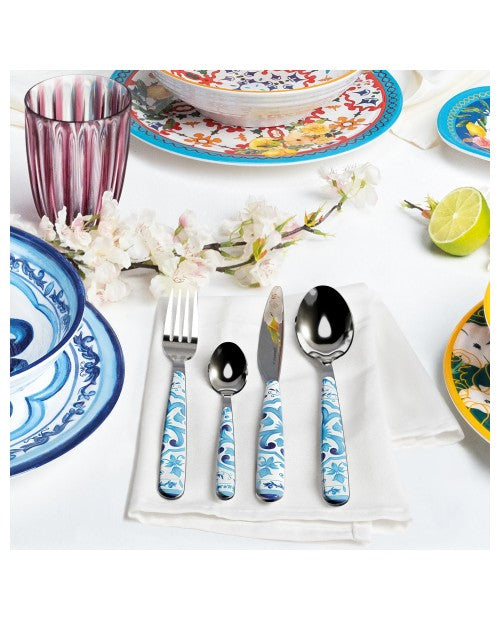 Cucchiaio in acciaio inox e acrilico blu