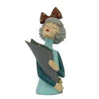 Donna resina portafiori blu cm16,5x12h32