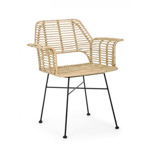 Sedia con braccioli in fibra naturali Tunas