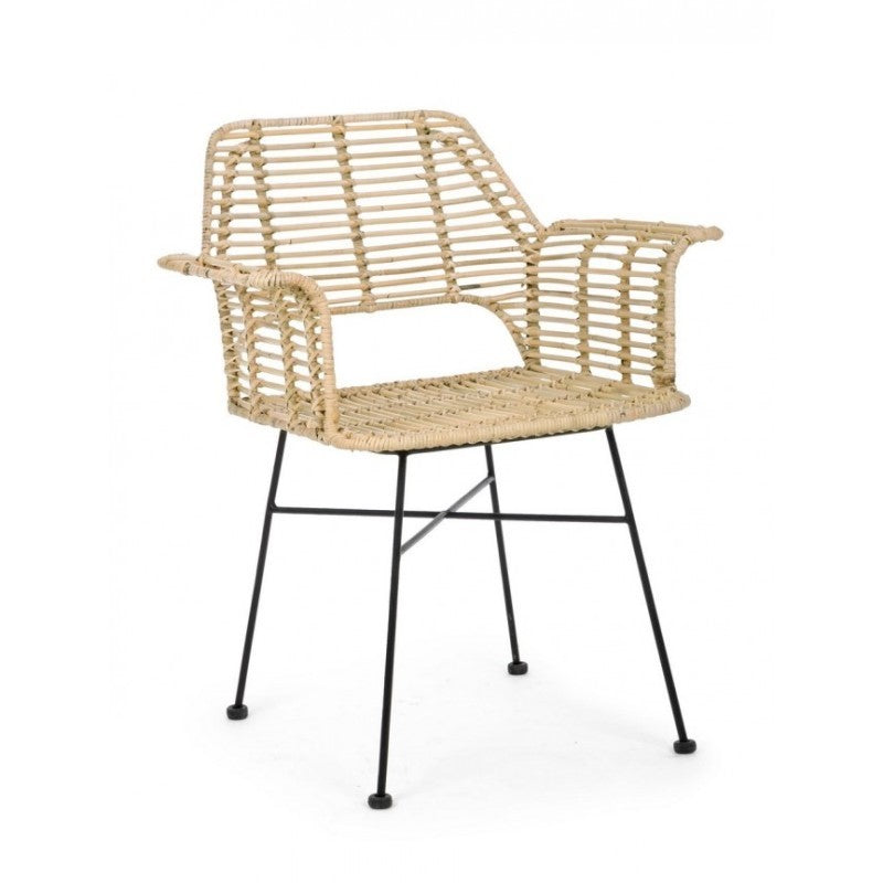 Sedia con braccioli in fibra naturali Tunas